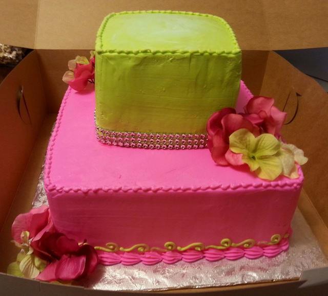 Sweet Elegance Cakes-By Tracie Pink And Green Diamond Cake